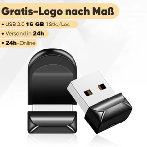 16 GB USB 2.0 Mini-Stick Rot - Kostenlose Logo-Bedruckung Kunststoff Schwarz - Bild 1 von 18