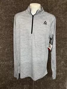 Reebok Herren grau 1/4 Reißverschluss Ausschnitt Pullover Größe 2XL Langarm Trail Shirt Golf - Bild 1 von 12