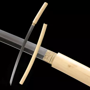 Razor Sharp Japanese Samurai Katana Wood Shirasaya Sword T10 Steel Clay Tempered - Picture 1 of 11