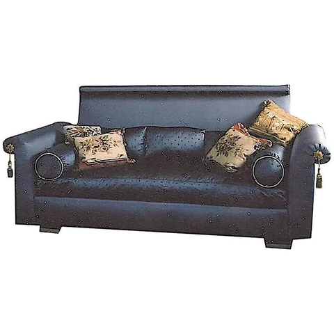 Chic Vintage Designer Detailed ‘St. Laurent’ Custom Sofa in Cobalt Bergamo Silk Cover