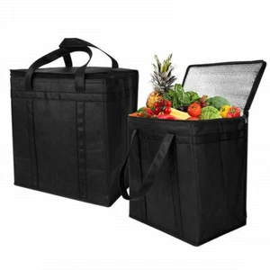 1/2 Pack Reusable Grocery Shopping Bag Insulated Thermal Cooler Zipper Tote - Picture 1 of 7