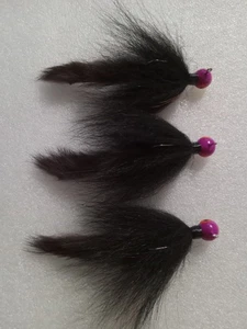 Smoo's Custom Jigs (3) 3/8 Oz. Rabbit/Fox Zonker Hair Jigs Brown/ Black *1212 - Picture 1 of 1