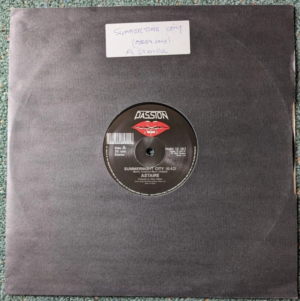 Astaire – Summernight City (MINT Vinyl 12" Single) ABBA Cover Version. - Image 1 of 1