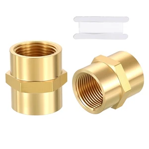 2 Pack Brass Pipe Fittings, 3/4" FNPT to 3/4" FNPT Reducer W/ Sealing Tape - Imagen 1 de 9
