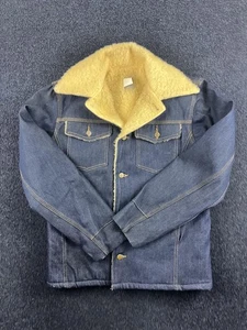 Vintage Carhartt Denim Jacket Mens 38 Blue Sherpa Lined Trucker Made USA Fleece - Picture 1 of 8