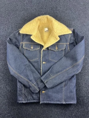 Vintage Carhartt Denim Jacket Mens 38 Blue Sherpa Lined Trucker Made USA Fleece - Image 1 of 4