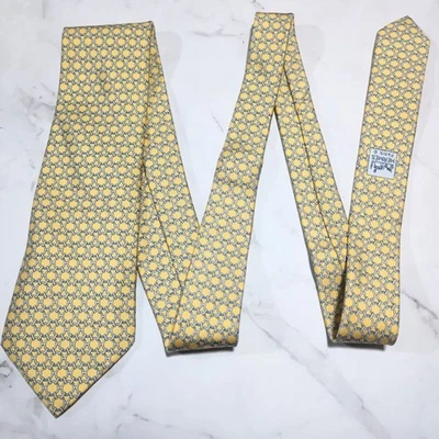 Corbata de Seda Hermes Amarilla con Caja 9cm Ancho 100% Seda Regalo Foto 1 de 4