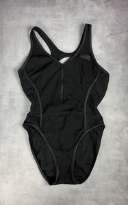 Nautica Womens Signature Zip-Up One Piece Swimsuit Black Size 8 0045 - Picture 1 of 5