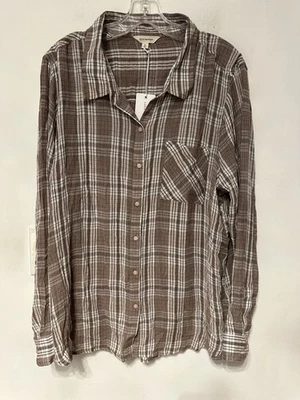 New woman Lucky brand button up blouse size XL long sleeves Plaid - Image 1 of 4