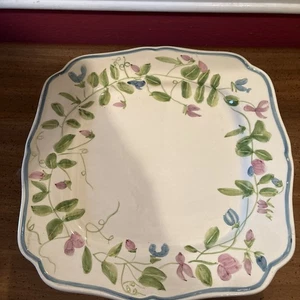 Set of 5 Vintage Block Basics Sweet Pea GEAR Square Dinner Plates - 10.5" - Picture 1 of 6