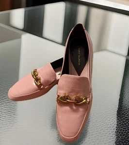 Nuovi mocassini TORY BURCH Jessa scarpe slip on in vernice, rosa mattone taglia 7 - Foto 1 di 11