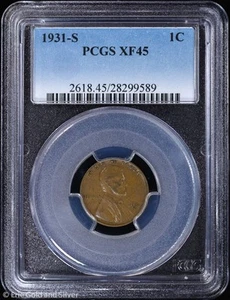 1931-S 1c Lincoln Wheat Cent PCGS XF 45 - Picture 1 of 4