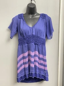 ONE WORLD BOHO SHADES OF PURPLE WOMEN'S TOP SIZE MEDIUM - Picture 1 of 7