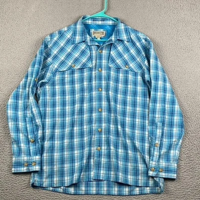 Camisa de manga larga con botones Duluth Trading Co para hombre mediana azul a cuadros nailon Foto 1 de 4