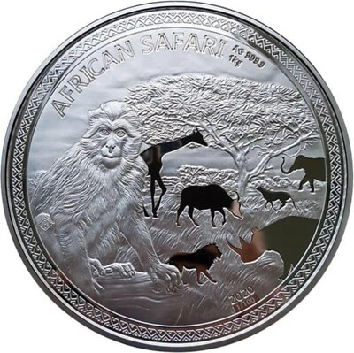 1kg Silber African Safari Affe 2020 PP (Auflage: 100) - Bild 1 von 2