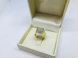 1 anello uomo mignolo Oro giallo bianco 18kt quadrato concavo Diamanti naturali - Imagen 1 de 8
