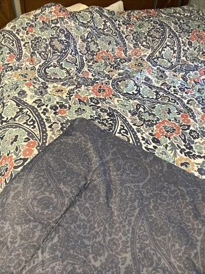 Красивый синий цветочный/пейсли королева одеяло моющийся, пушистый 84 «W x 80» L - Изображение 1 из 4