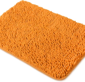 Orange Bathroom Rugs – Thick Chenille Bath Mats | Absorbent and Washable Bath Ru - Picture 1 of 7