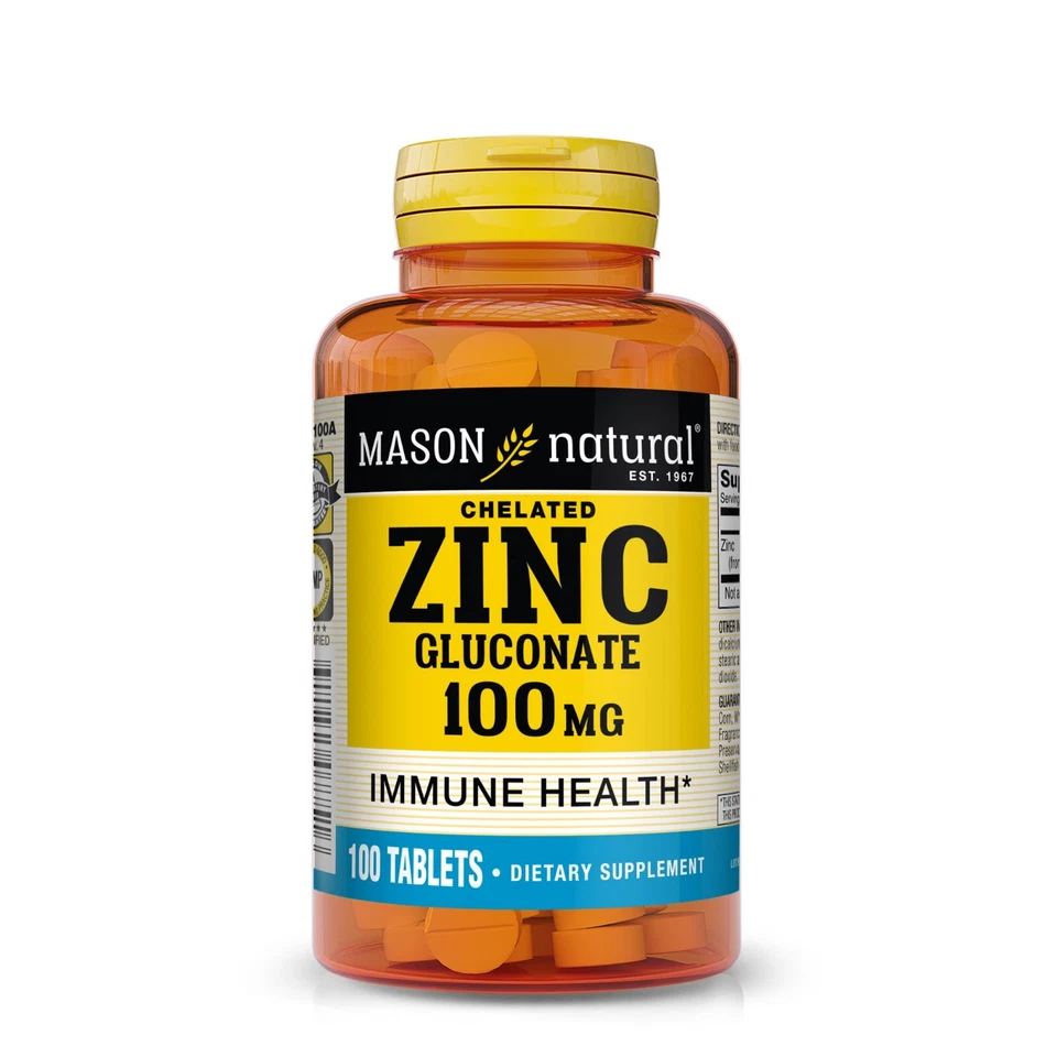 Mason Natural Zinc 100 mg - Apoyo Avanzado al Sistema Inmunológico, 100 Cápsulas Foto 1 de 4