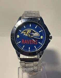Baltimore Ravens NFL Team Logo Men's Stainless-Steel Silver Watch NEW - Picture 1 of 8