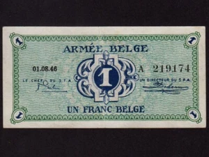 Belgium:P-M1, 1 Franc, 1946 * Military Issue * ARMEE * EF-AU * - Picture 1 of 2
