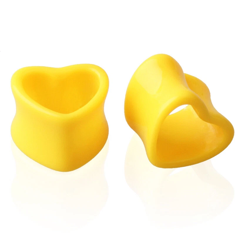 2 Pares Unisex Punk Acrílico Corazón Doble Acampanado Sillín Carne Túnel Oreja Tapón Calibre Foto 1 de 4