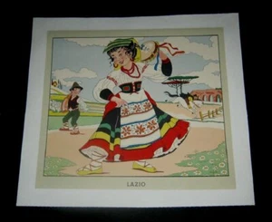 1951 Rina de Felici Jandolo Art Print Linenbacked LAZIO ITALY COSTUMI REGIONALI - Picture 1 of 1