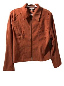 Dressbarn Womens Jacket Sz Large Orange Rust Stretch Zip Front, Great Condition - Picture 1 of 11