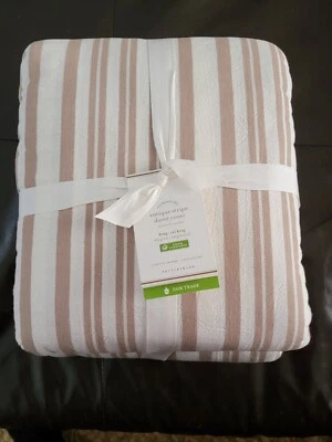 Antique Stripe Duvet Cover King Pottery Barn Taupe - Image 1 of 4