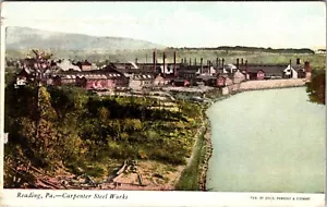 READING PENNSYLVANIA CARPENTER STEEL WORKS 1910 OLD POSTCARD VIEW - Picture 1 of 2