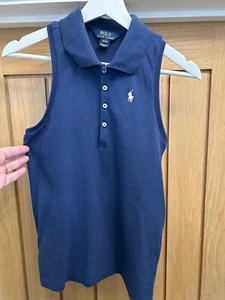 RALPH LAUREN GIRLS POLO HALTER RACER NAVY TOP SIZE L 12-14 GREAT CONDITION - Picture 1 of 5