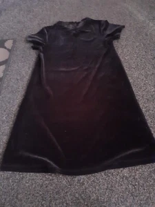 Next Girls Black Velvet Style Black Dress Age 11 - Picture 1 of 5