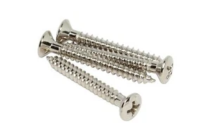 #8 x 1 3/8" (35mm) Short Neck Plate mounting screws - set of 4 - Nickel - Picture 1 of 2
