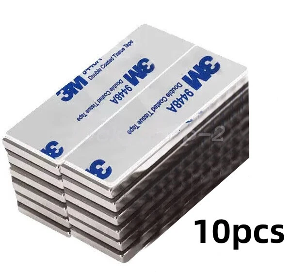 10 NEODYM QUADER MAGNETE SELBSTKLEBEND 30x10x1 mm NDFEB N40 2 KG KLEBE 3M 4920 - Bild 1 von 1