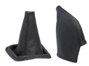 FOR TOYOTA SUPRA MK3 A70 86-92 GEAR SHIFT + EBRAKE GAITER LEATHER STITCH BLACK - Foto 1 di 3