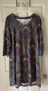 Carmen Marc Valvo Ladies Dress-Size XL 3/4 Sleeves-Multicolor FREESHIP - Picture 1 of 7