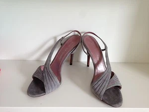 Jean Michel Cazabat Grey Suede Sandals Heels Sz UK 5.5-6 / EU 38.5 - Picture 1 of 6