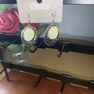chicos hoop earrings Yellow Insert Goldtone Outer Hoop - Picture 1 of 1