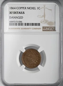 1864  INDIAN HEAD CENT (COPPER NICKEL)  NGC XF DETAILS "DAMAGED"  #6849315-046 - Picture 1 of 4