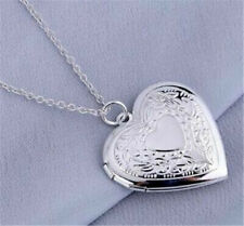Stunning 925 Sterling Silver plated Heart LOCKET Photo Charm Pendant Necklace