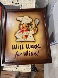 Framed Art Painting Vintage CHEF BOYARDEE Italian Pasta WILL WORK 4 WINE ❤️sj8j - Picture 1 of 1