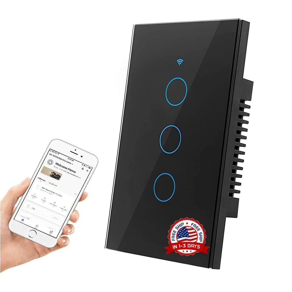 Interruptor de luz inteligente WiFi táctil con indicador LED para casa y familia - Imagen 1 de 1