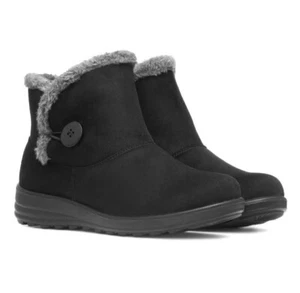 Ladies Fur Lined Ankle Boots By Cushion Walk- Carly. Faux Suede In Box W Tags - Picture 1 of 7