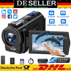 Camcorder 3.0-Zoll Touchscreen 4K Videokamera 48MP IR Nachtsicht 16X Digitalzoom - Bild 1 von 9