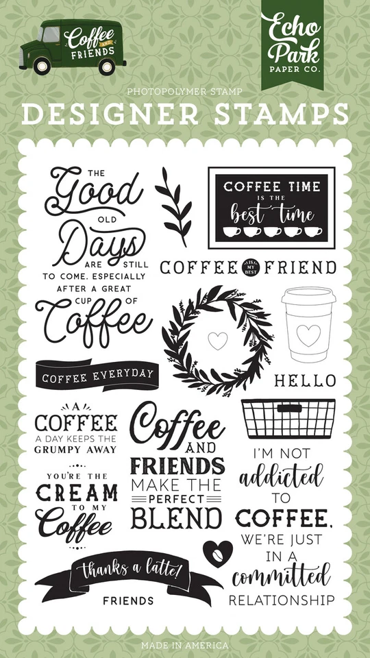 Echo Park Paper COFFEE & FRIENDS Coffee Addict Clear Stamp Set (CF230040) - Image 1 of 1