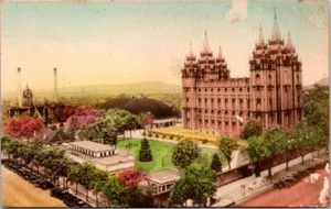 Salt Lake City UT Temple Square Hand Colored Utah Sunny Scenes Pub postcard NQ9 - Picture 1 of 2