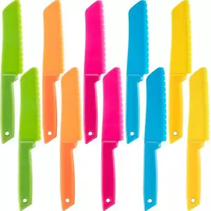 10PCS Kids Plastic Cooking Knife Set Safe Nylon Knives for Toddler Cooking - Picture 1 of 6