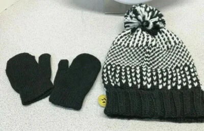   Juego de sombreros y mitones Cat & Jack Baby negro/blanco 12-24 meses.  Nuevo con etiquetas  Foto 1 de 4