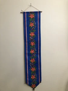 VTG Christmas Bell Pull Wall Hanging 36” X 7.5” Blue - Picture 1 of 3