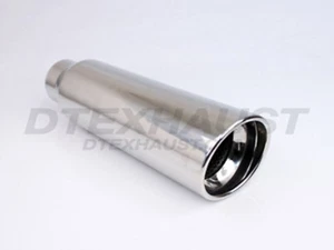 DT-25118RSL PUNTA DE ESCAPE DE ACERO INOXIDABLE RESONADO INCLINADO 2.5" ENTRADA 4" SALIDA 14.5"L - Imagen 1 de 3